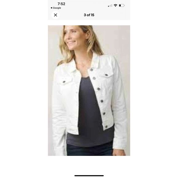 Prana White Slate Rim Denim Jacket Sz Medium Distressed - Picture 2 of 8